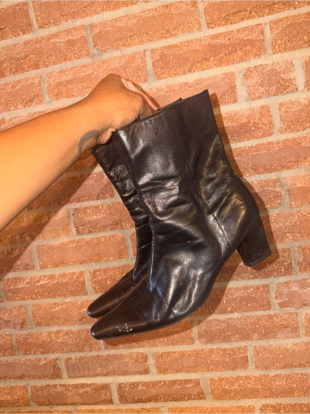 Black Women's Mid-Heel Ankle Boots